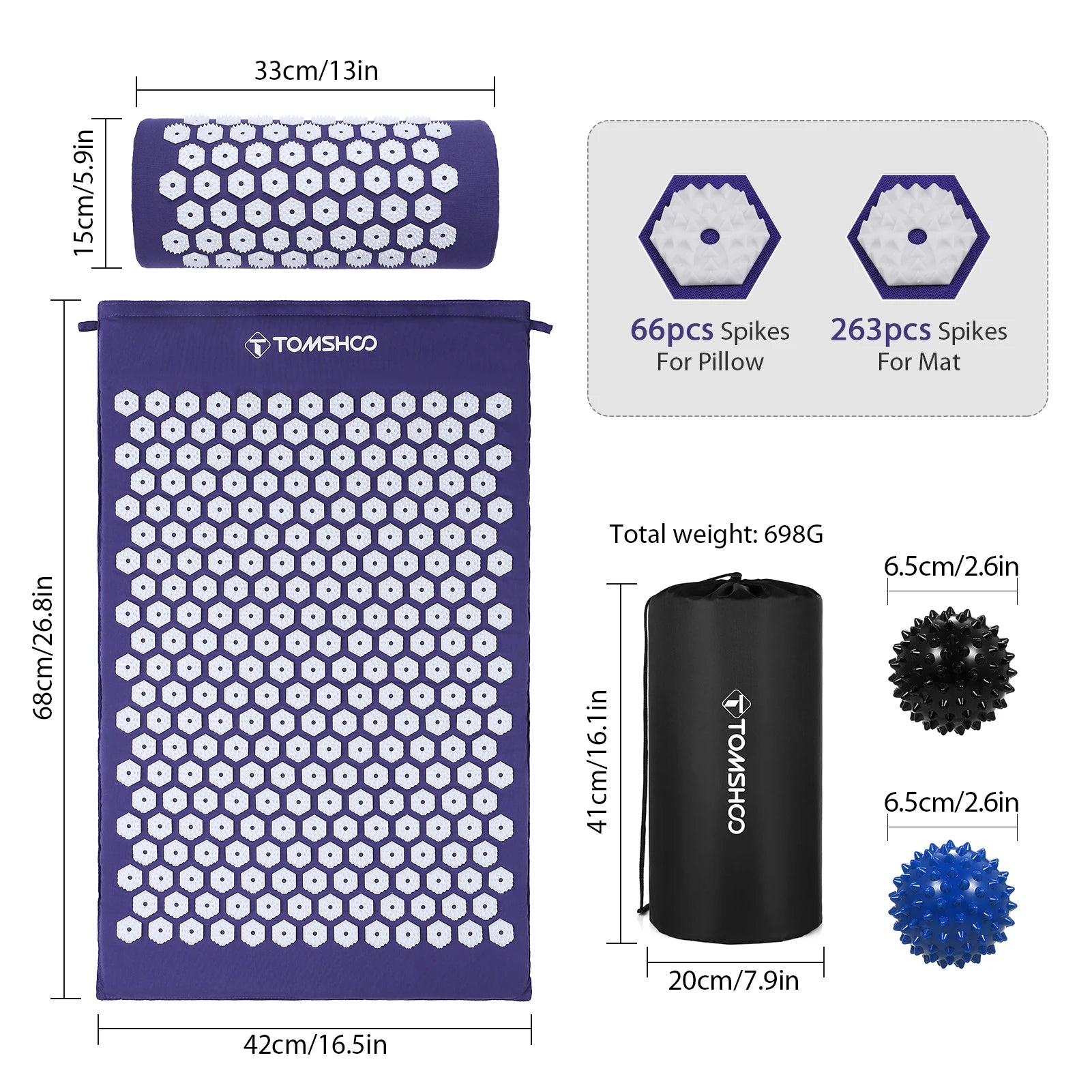 Acupressure Mat & Pillow Set for Pain Relief